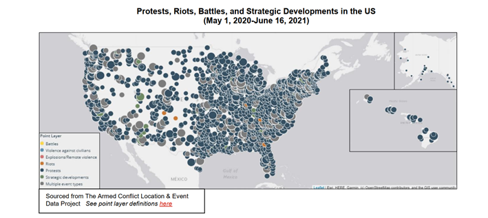 Protests, riots, battles and strategic developments in the US