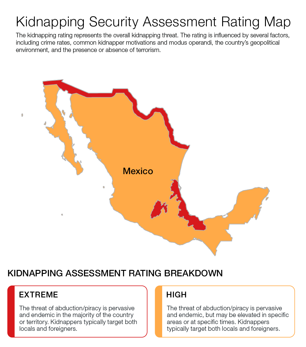 Mexico Kidnapping Security Assessment Rating Map