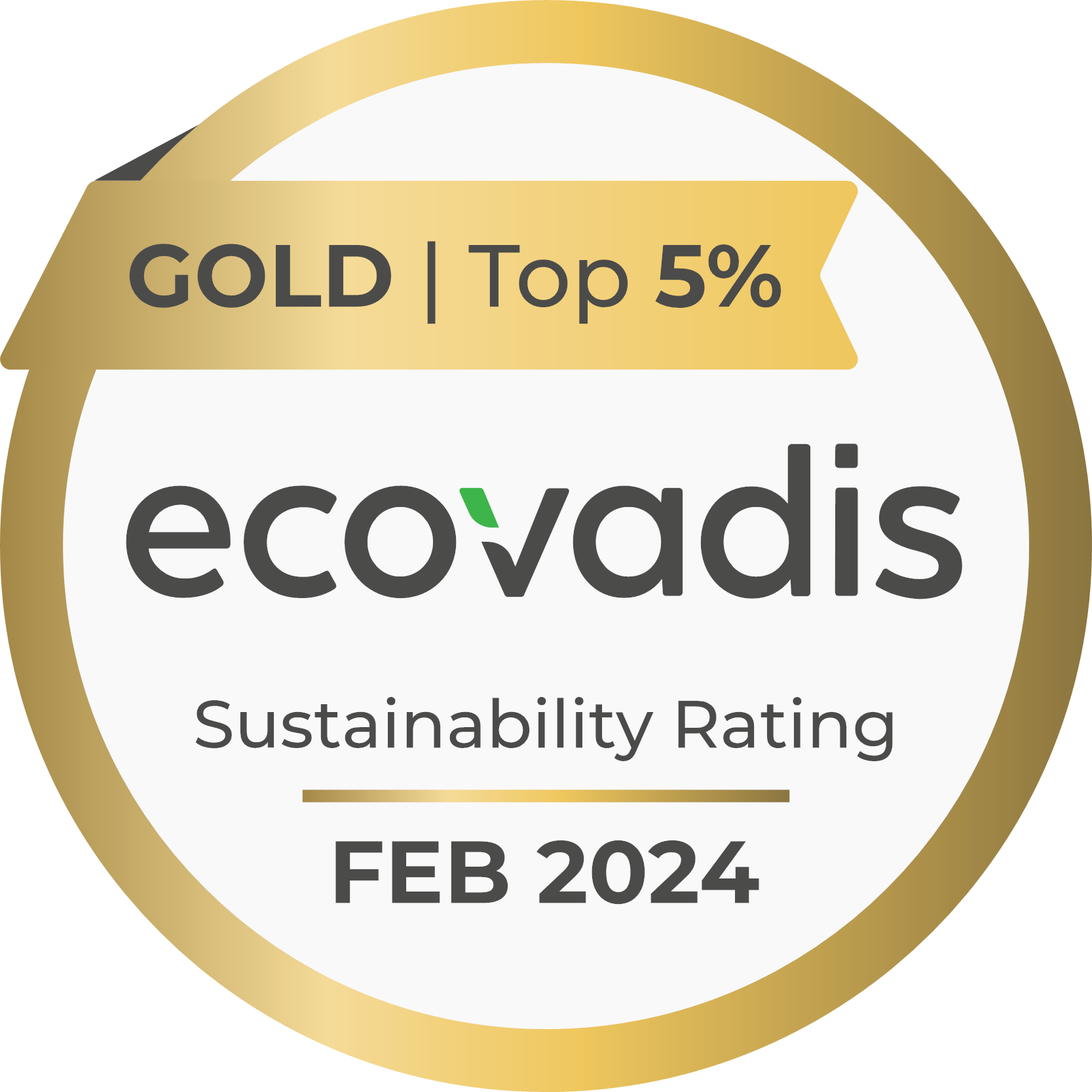 Ecovadis Gold Sustainability Rating February 2024 Top 5% 