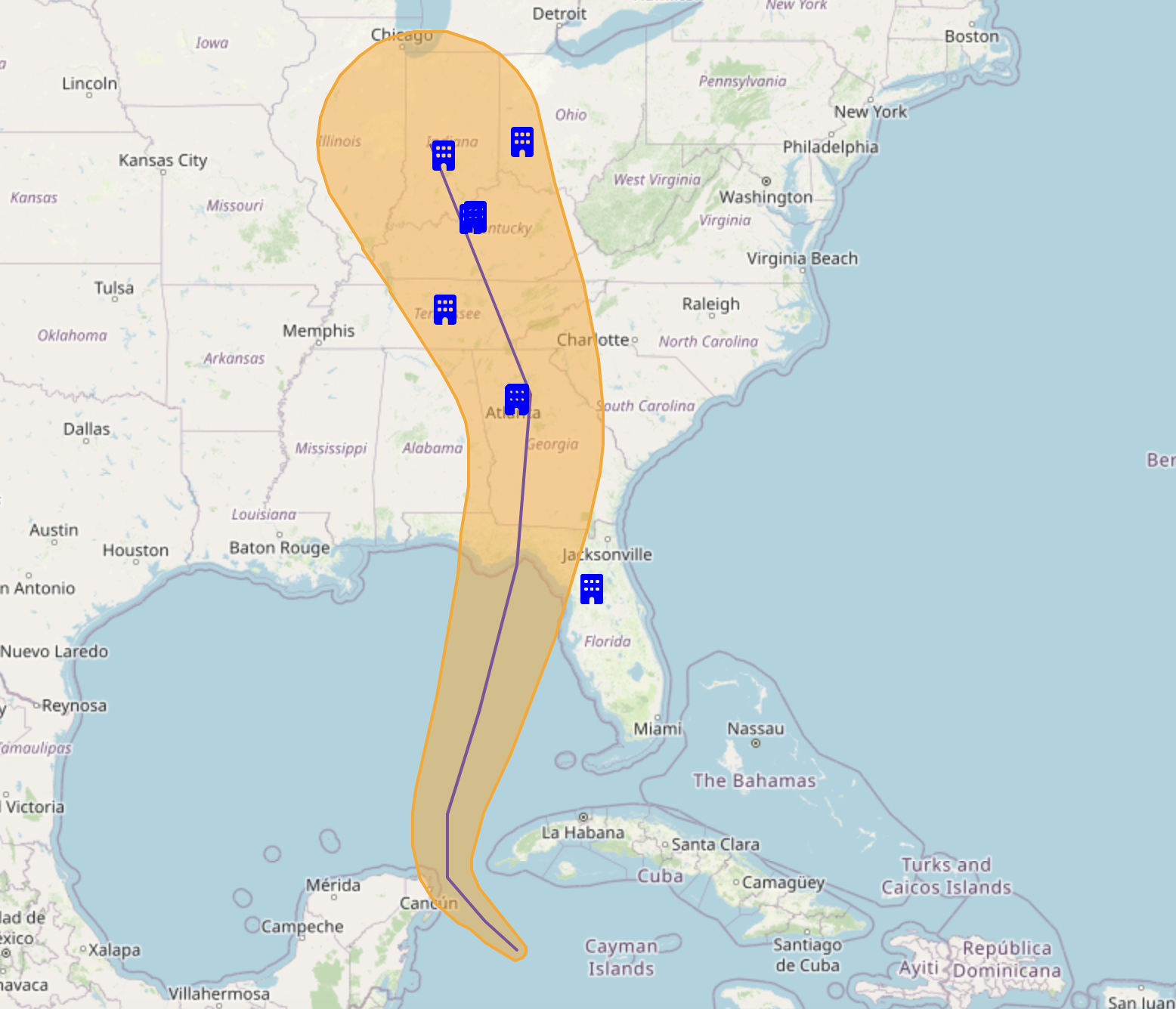 Client facilities in Hurricane Helene Path