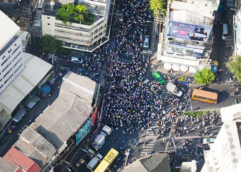 civil unrest aerial view