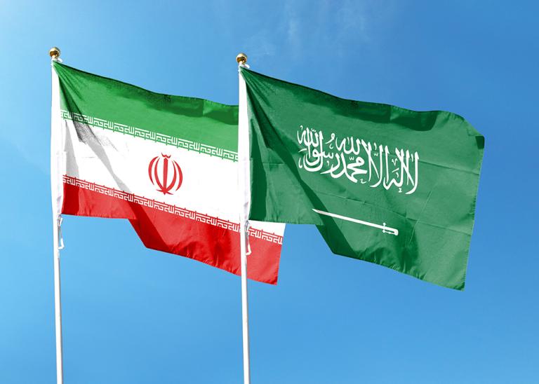 flags of Saudi Arabia and Iran