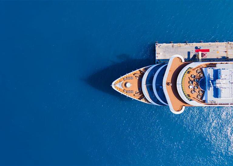 Cruise ship sailing on blue waters