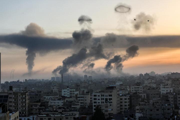 Israeli air strikes in Gaza City on May 12, 2021.