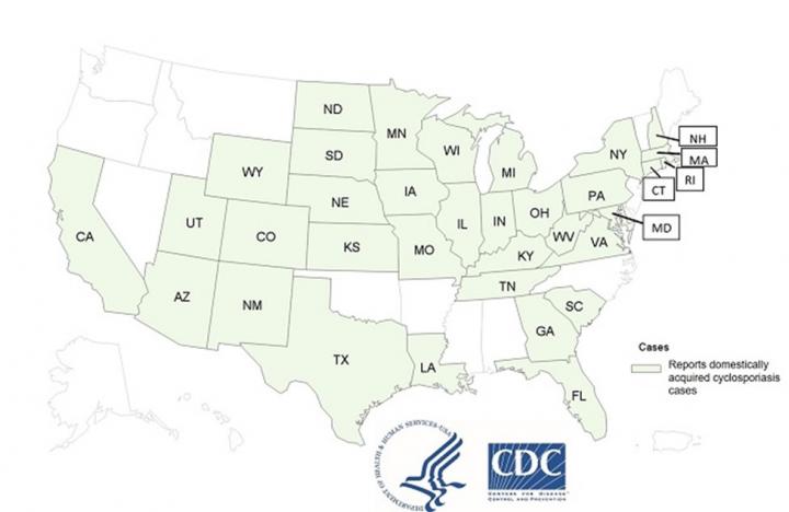 State of residence for people with Cyclospora infections included in the outbreak investigation, as of September 23, 2020.
