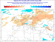EFFIS Season forecast of August 2022 rainfall anomalies